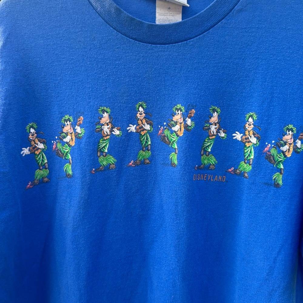 Blue Disney Goofy Hula Hawaiian Short sleeve shirt size XL 100% cotton